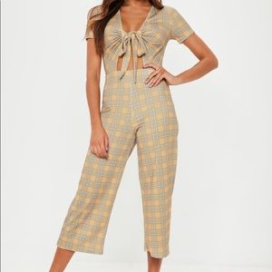 Misguided Cutout Plaid Jumpsuit